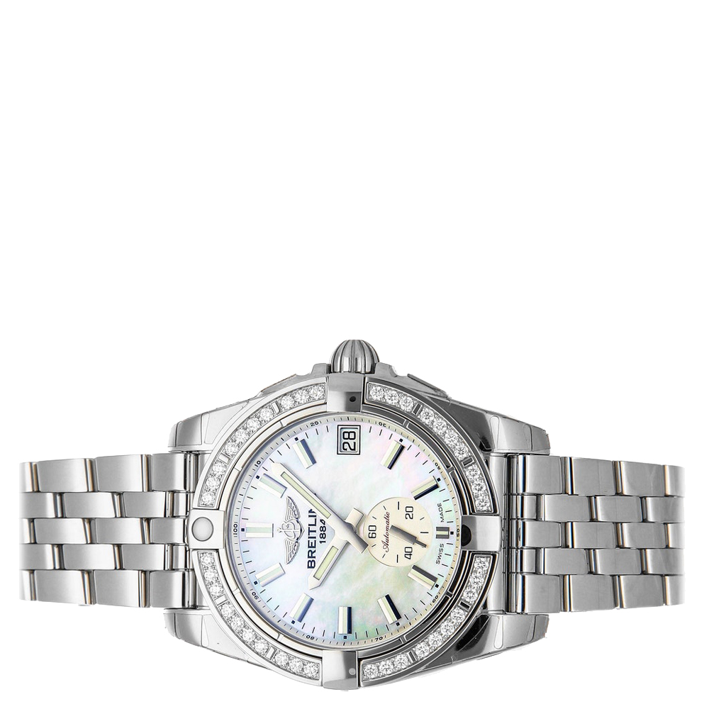 

Breitling MOP Diamonds Stainless Steel Galactic A3733053/A788 Women's Wristwatch, White