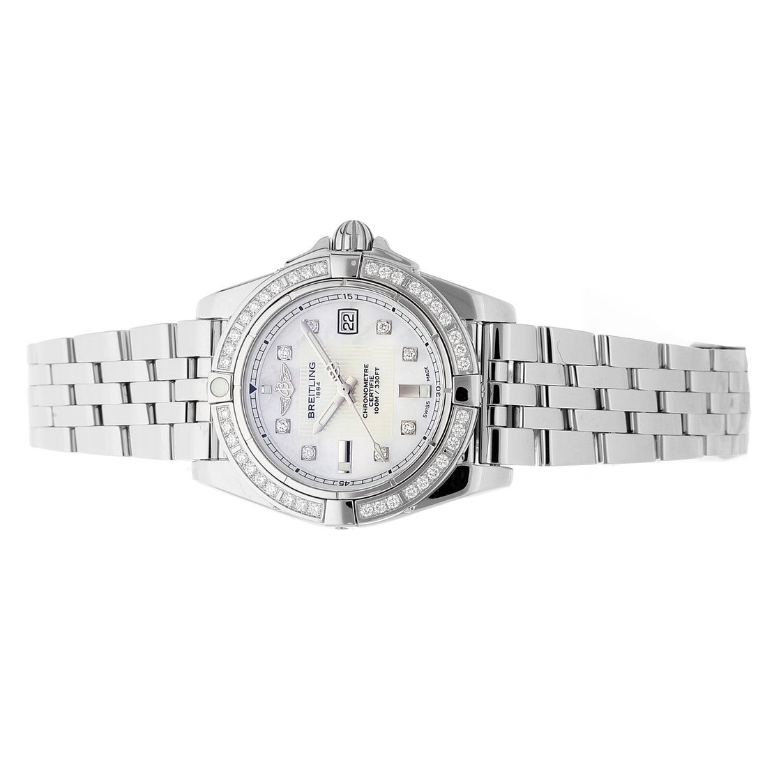 

Breitling MOP Diamonds Stainless Steel Galactic A71356LA/A708 Women's Wristwatch, White