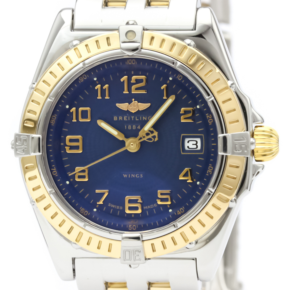 

Breitling Blue 18K Yellow Gold And Stainless Steel Wings D67050 Quartz Women's Wristwatch 31 MM