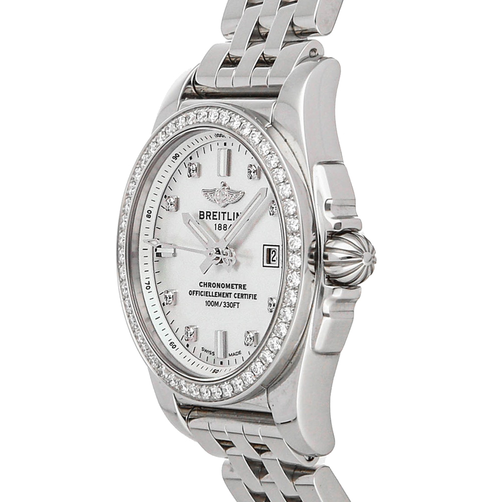 

Breitling MOP Diamonds Stainless Steel Galactic D A7234853/A785 Women's Wristwatch, White