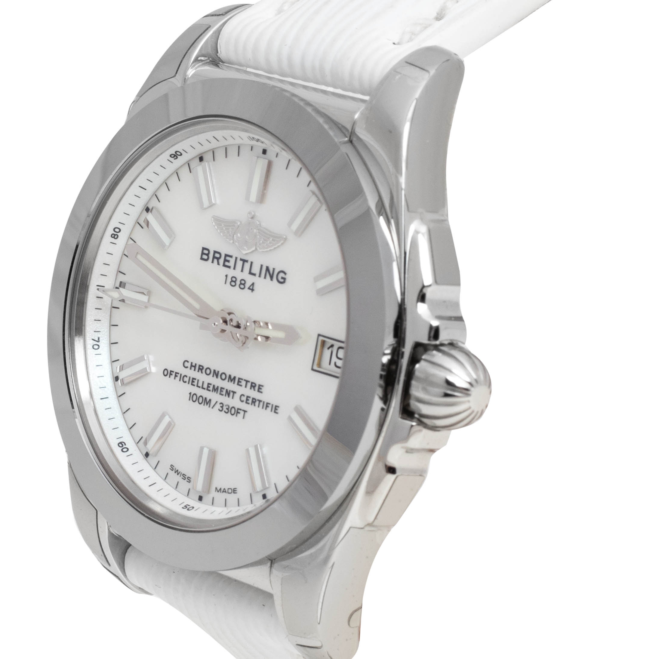 

Breitling MOP Stainless Steel Leather Galactic W7433012/A779 Women's Wristwatch, White