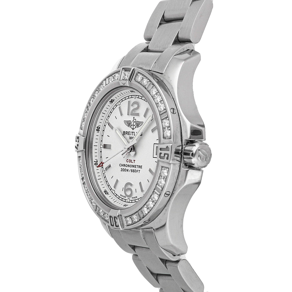 

Breitling Silver Diamonds Stainless Steel Colt Lady A7738853/G793 Women's Wristwatch