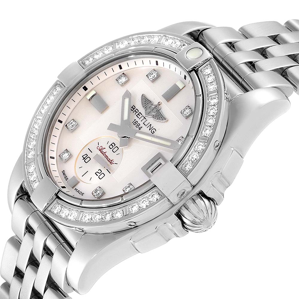 

Breitling MOP Diamonds Stainless Steel Galactic A37330 Women's Wristwatch, White