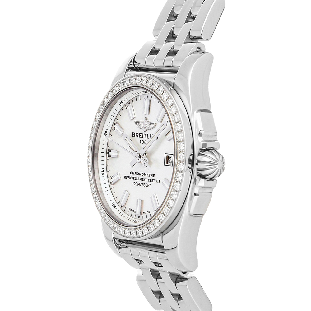 

Breitling MOP Diamonds Stainless Steel Galactic A7234853/A784 Women's Wristwatch, White