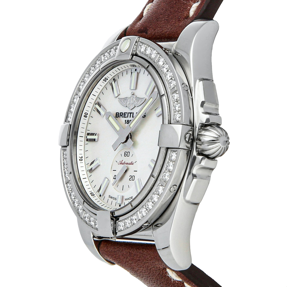 

Breitling MOP Diamonds Stainless Steel Galactic A3733053/A788 Women's Wristwatch, White