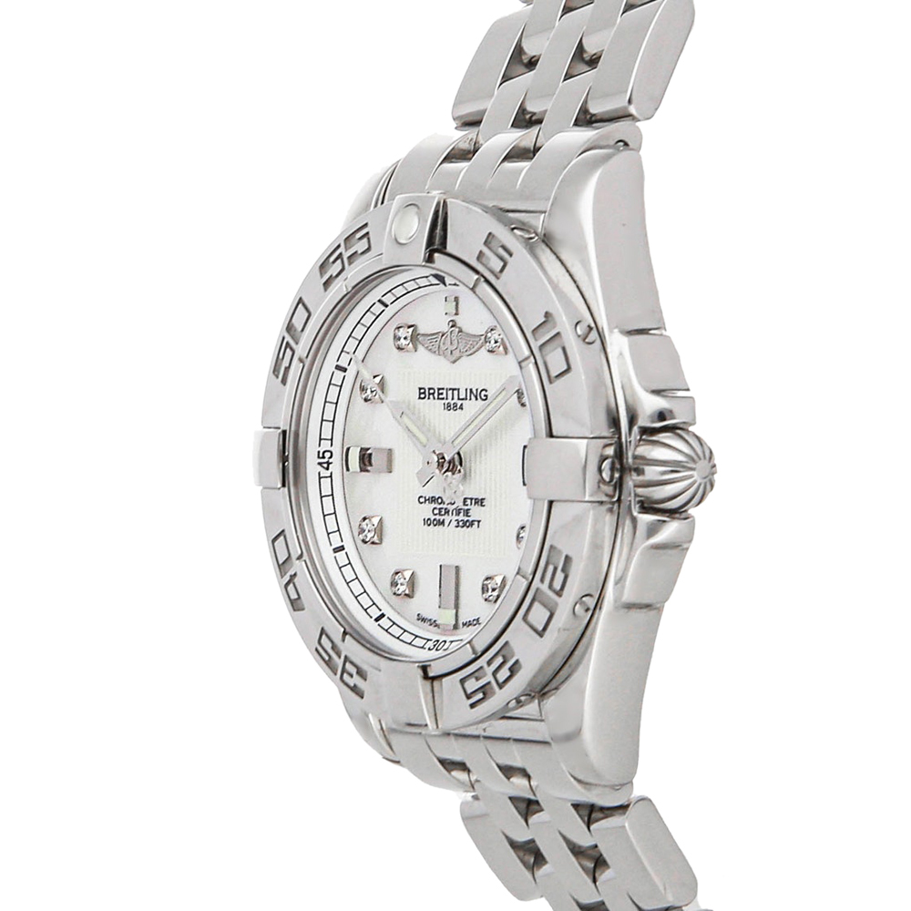 

Breitling MOP Diamonds Stainless Steel Galactic A71356L2/A708 Women's Wristwatch, White