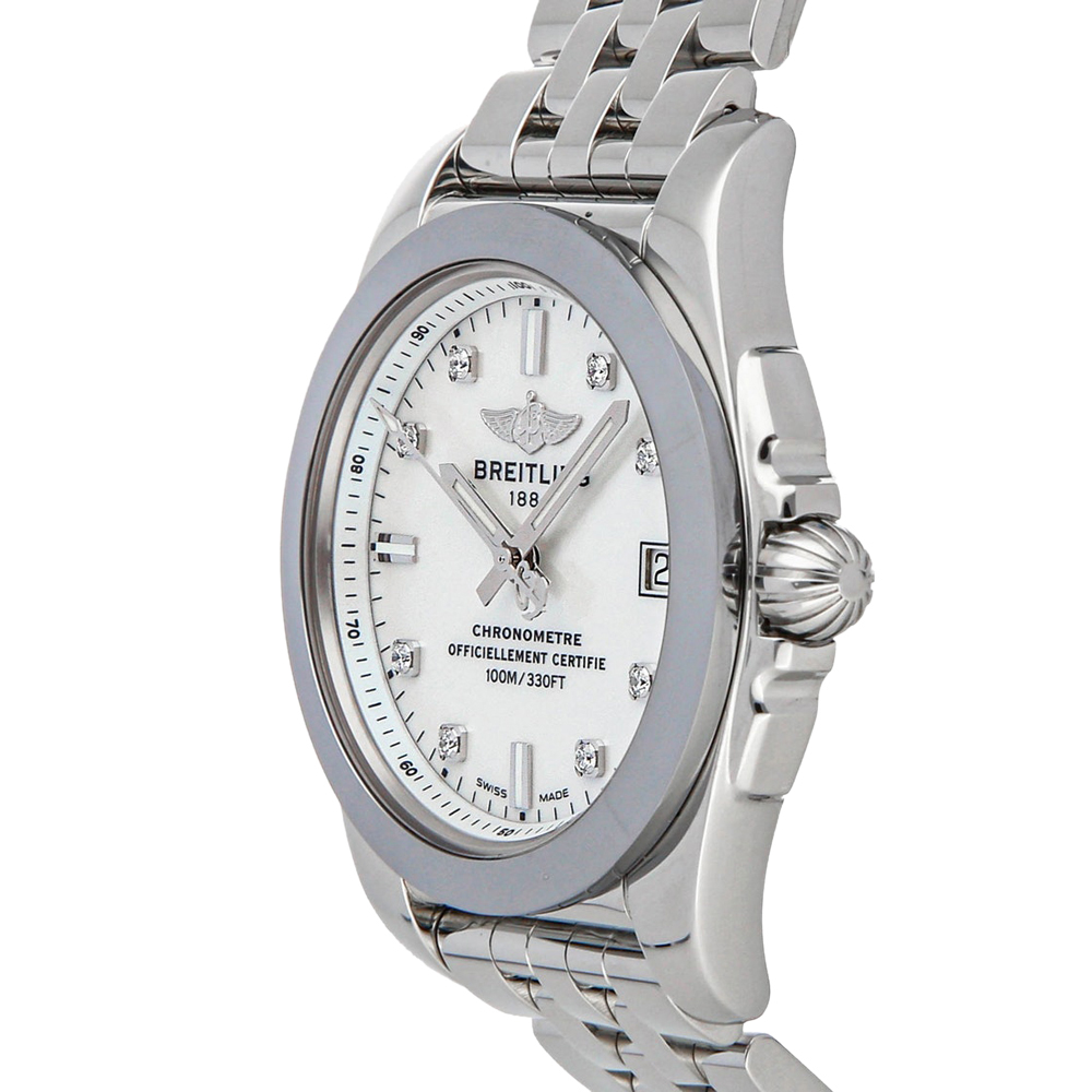 

Breitling MOP Diamonds Stainless Steel Galactic W7433012/A780 Women's Wristwatch, White