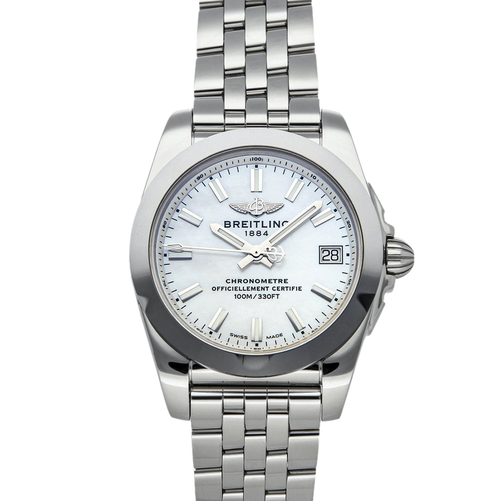 Click to view more detailed imagery on our partner's website Pre-owned Breitling Mop Stainless Steel Galactic W7433012/a779 Women's Wristwatch 36 Mm In White