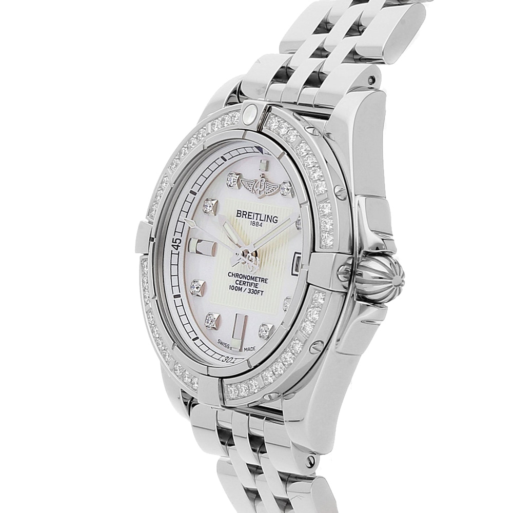 

Breitling MOP Diamonds Stainless Steel Galactic A71356LA/A708 Women's Wristwatch, White