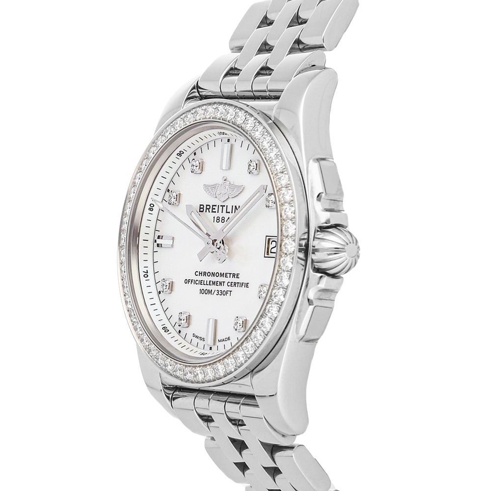 

Breitling MOP Diamonds Stainless Steel Galactic A7433053/A780 Women's Wristwatch, White