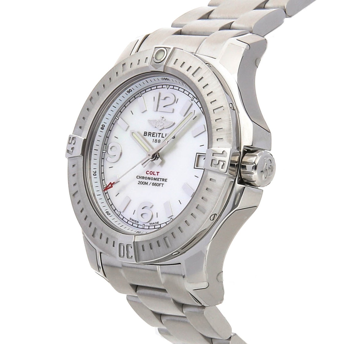 

Breitling White MOP Stainless Steel Colt A7438911/A772 Women's Wristwatch 36 MM, Silver