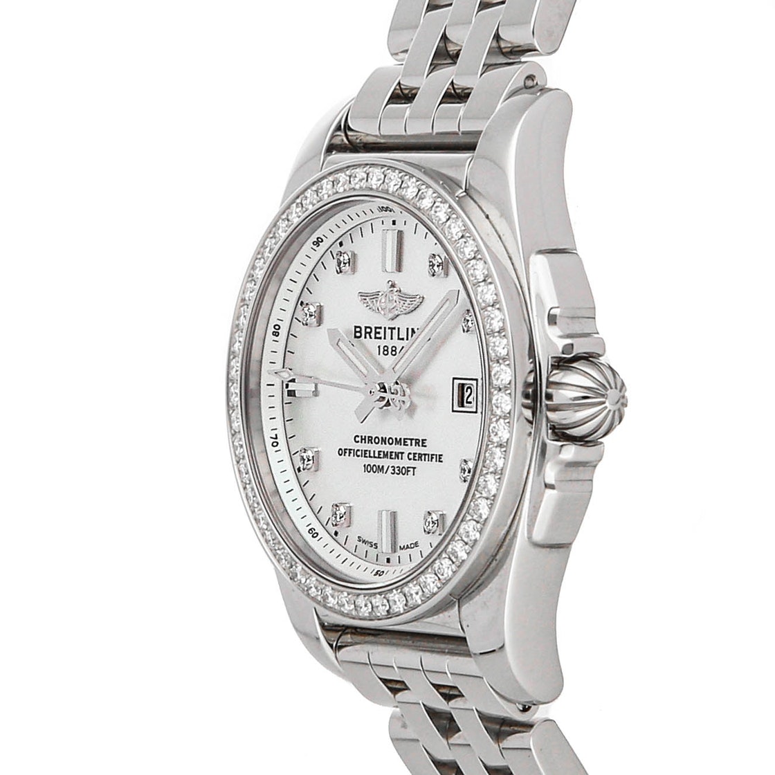 

Breitling MOP Diamonds Stainless Steel Galactic Sleek D A7234853/A785 Women's Wristwatch 29 MM, Silver