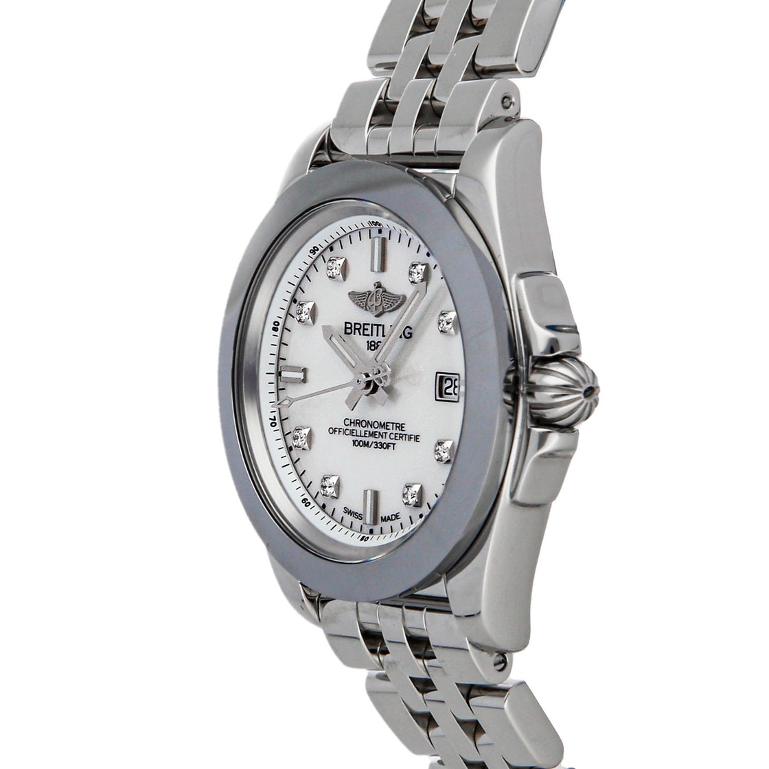 

Breitling MOP Diamonds Stainless Steel Galactic W71330121A1A1 Women's Wristwatch 32 MM, White