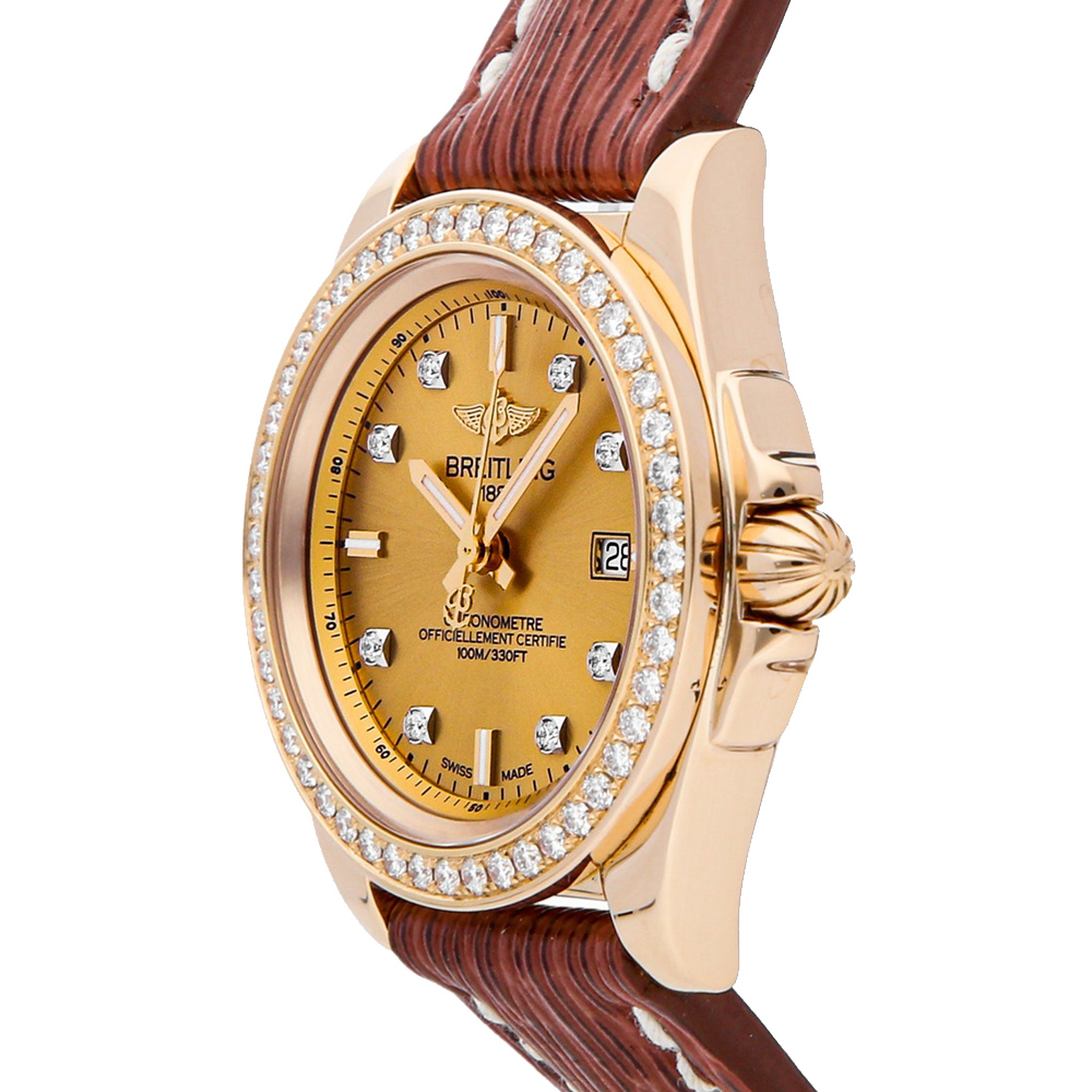 

Breitling Yellow Diamonds 18k Rose Gold Galactic H7133053/H550 Women's Wristwatch 32 MM