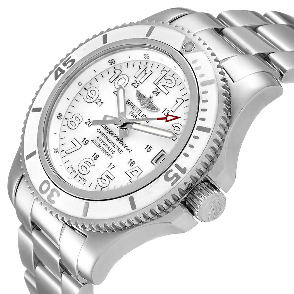 

Breitling White Stainless Steel Superocean II Hurricane A17312 Women's Wristwatch 36 MM