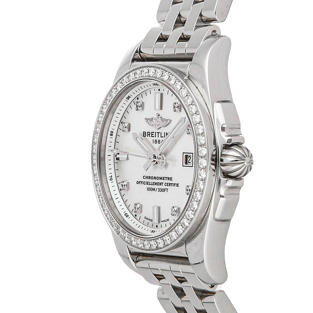 

Breitling MOP Diamonds Stainless Steel Galactic D A7234853/A785 Women's Wristwatch 29 MM, White