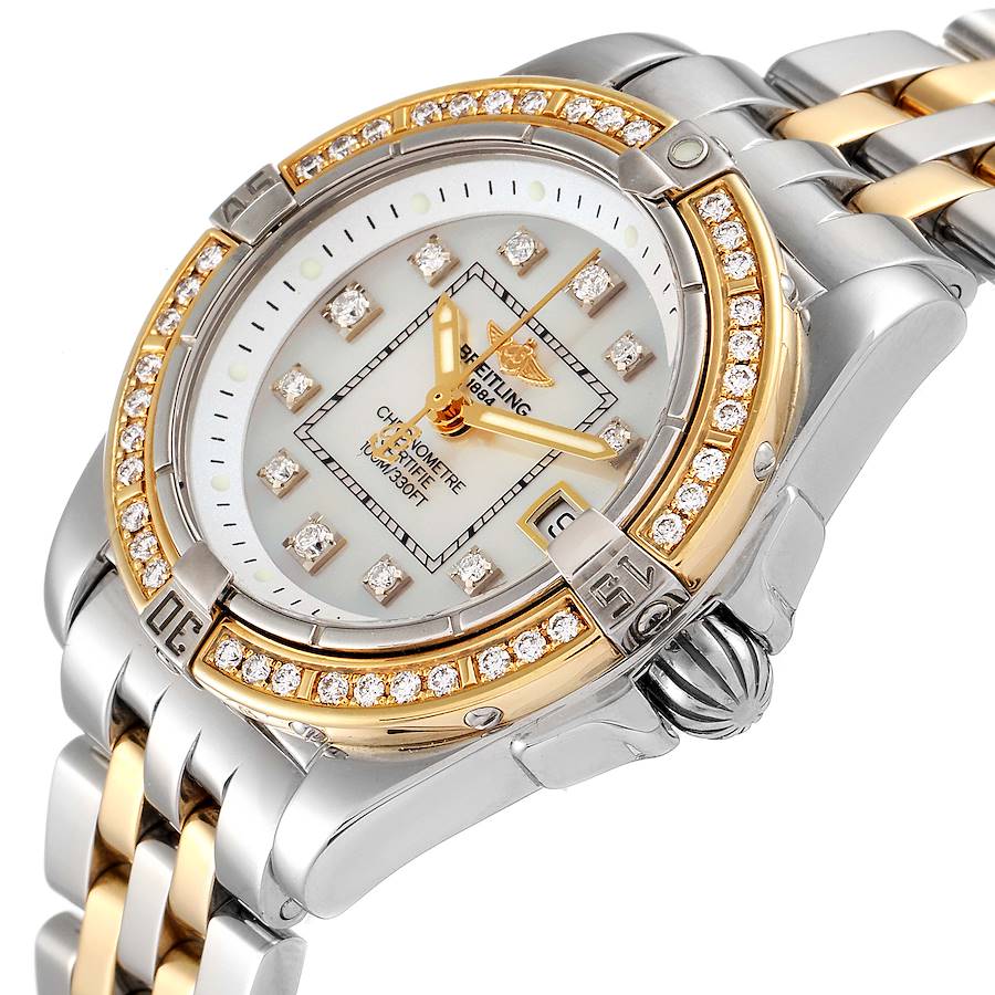 

Breitling MOP Diamonds 18K Yellow Gold And Stainless Steel Cockpit D71356 Women's Wristwatch 32 MM, White