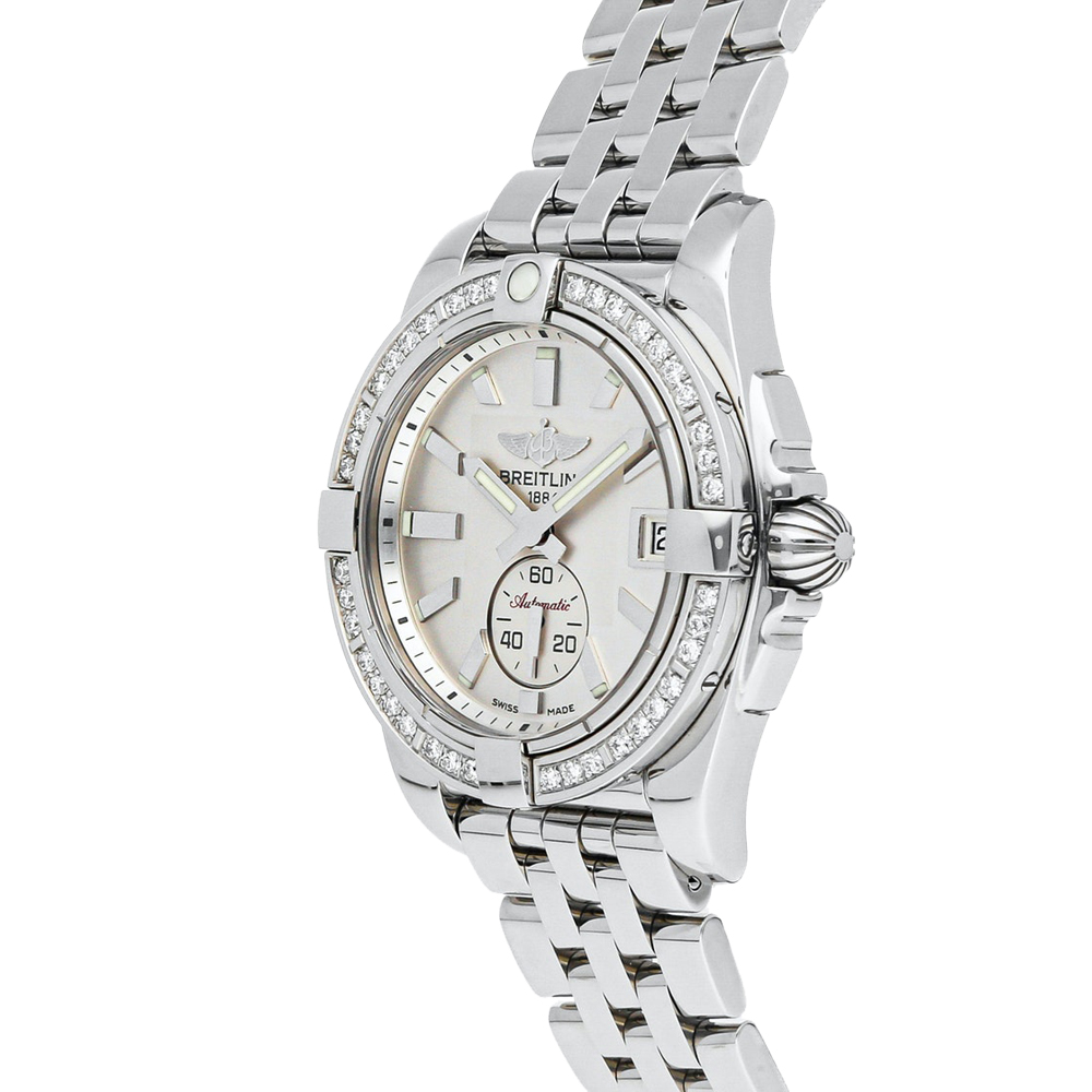 

Breitling Silver Diamonds Stainless Steel Galactic A3733053/G706 Women's Wristwatch 36 MM