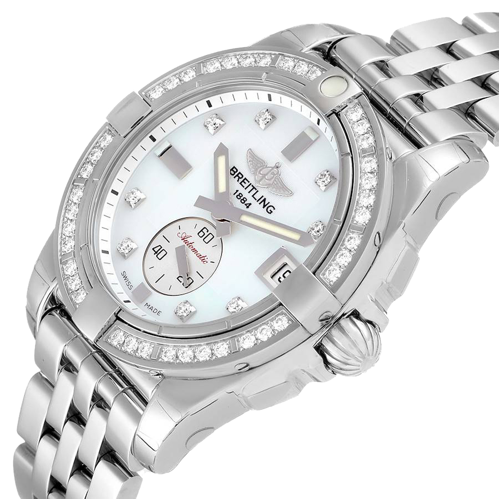 

Breitling MOP Diamonds Stainless Steel Galactic A37330 Women's Wristwatch 36 MM, White