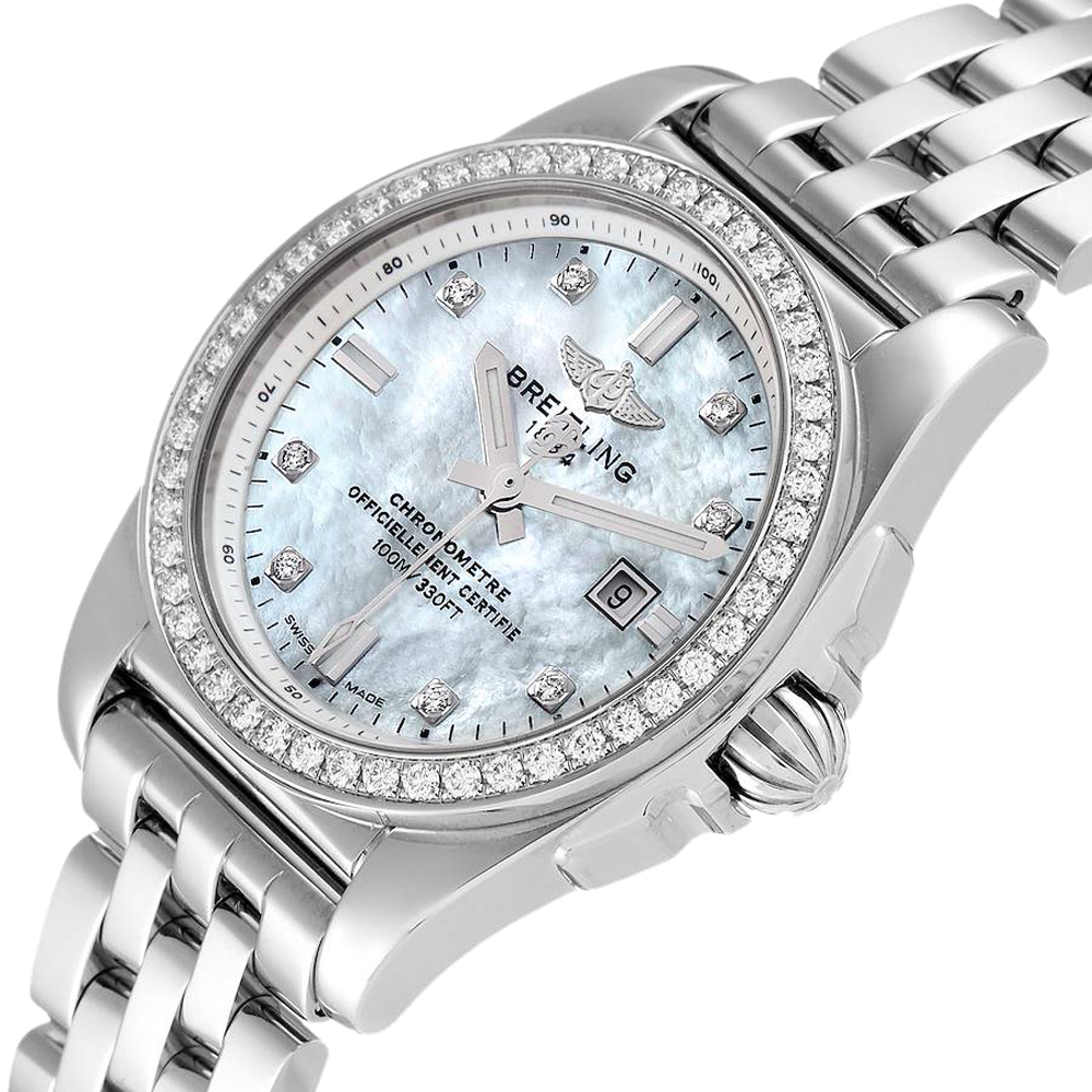 

Breitling MOP Stainless Steel Diamond Galactic A72348 Women's Wristwatch, White