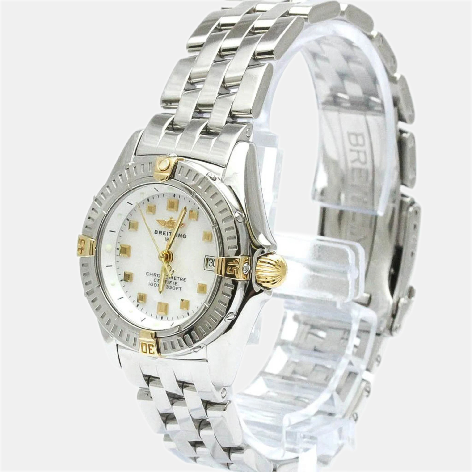 

Breitling White Shell 18k Yellow Gold And Stainless Steel Callistino Quartz Women's Wristwatch 27 mm