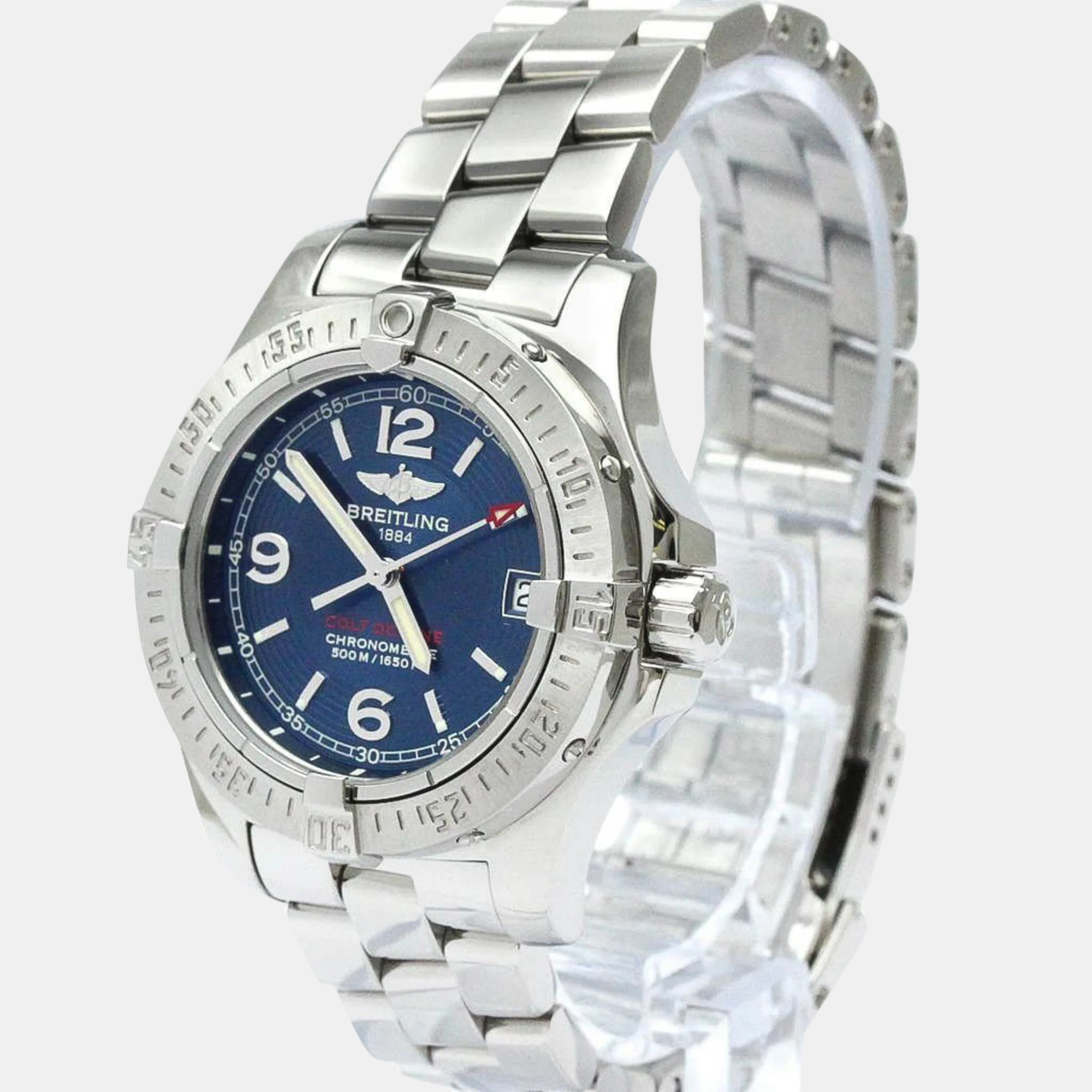 

Breitling Blue Stainless Steel Colt A77380 Quartz Women's Wristwatch 33 mm