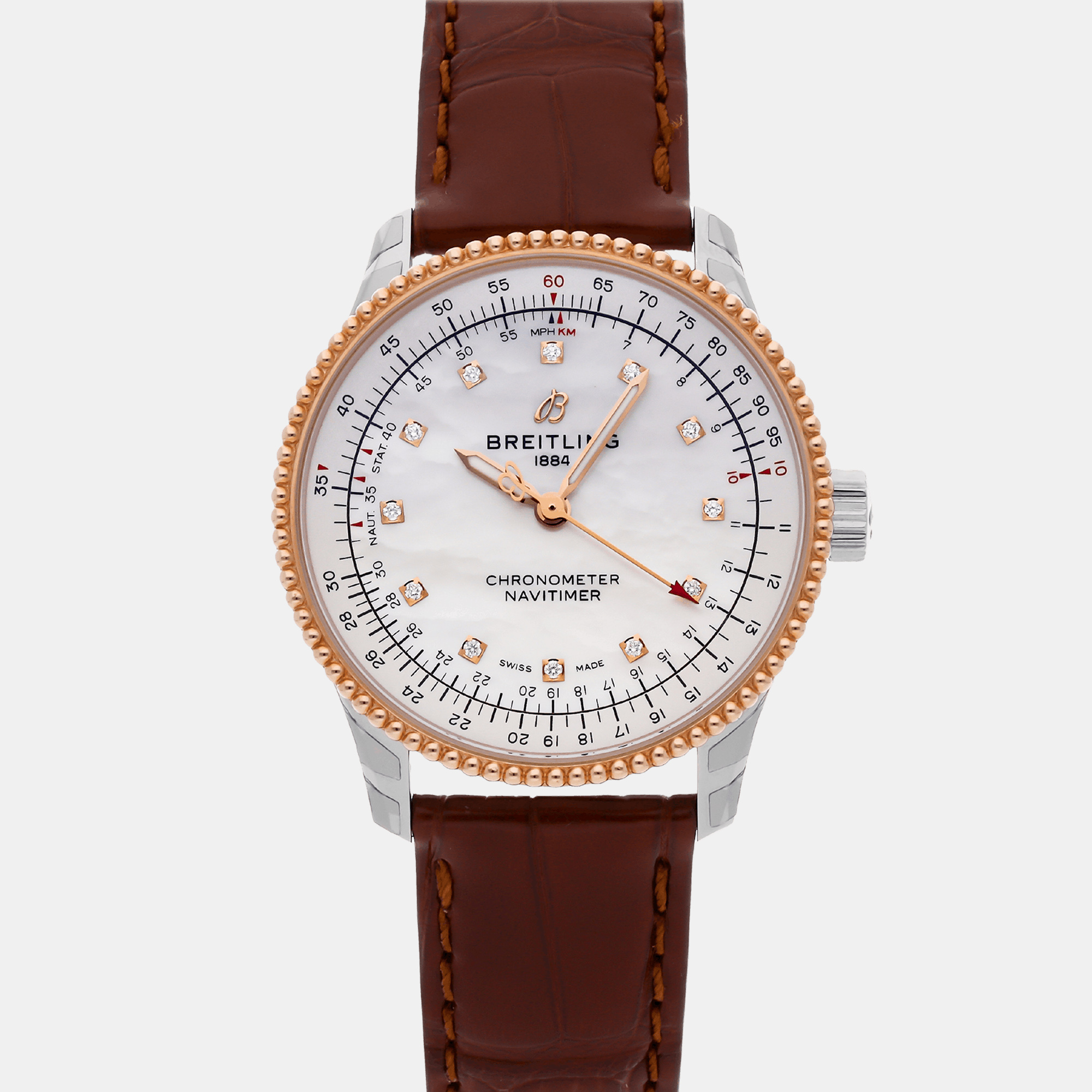 

Breitling White Shell 18k Rose Gold Navitimer U17395211A1P1 Automatic Women's Wristwatch 35 mm