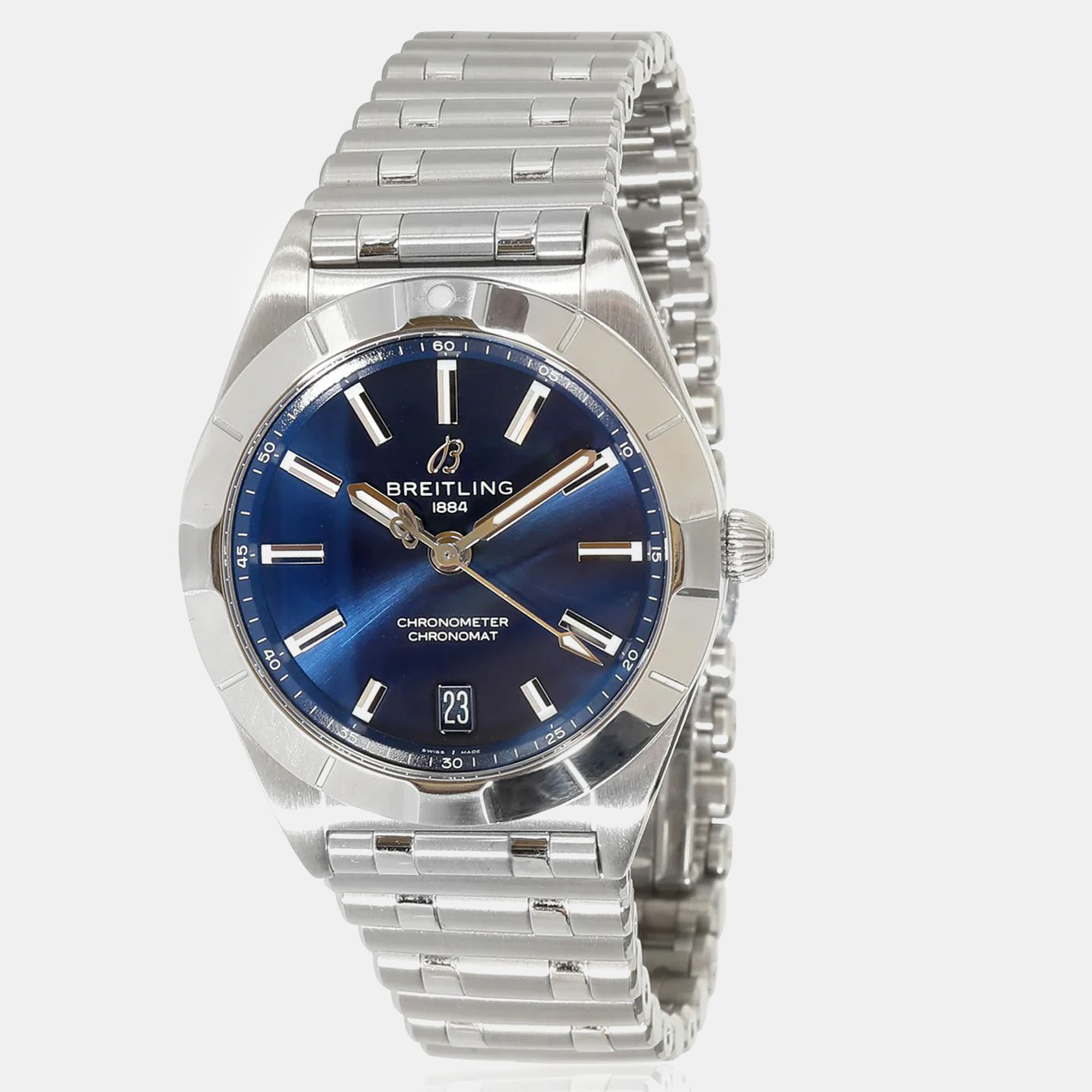 

Breitling Blue Stainless Steel Chronomat Quartz Women's Wristwatch 32 mm