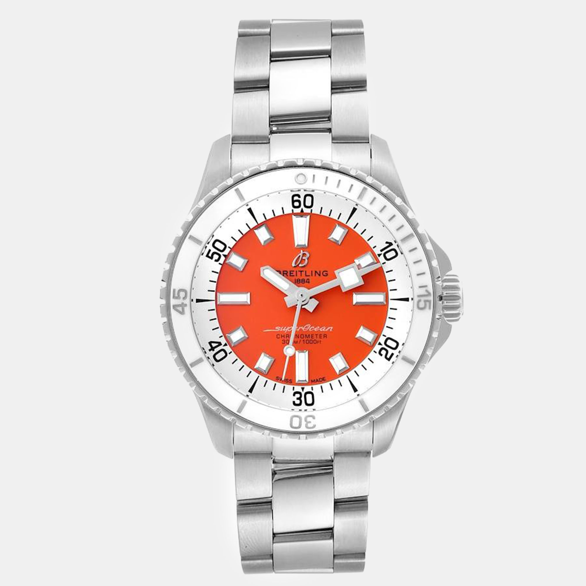 

Breitling Orange Stainless Steel Superocean A17377 Automatic Women's Wristwatch 36 mm