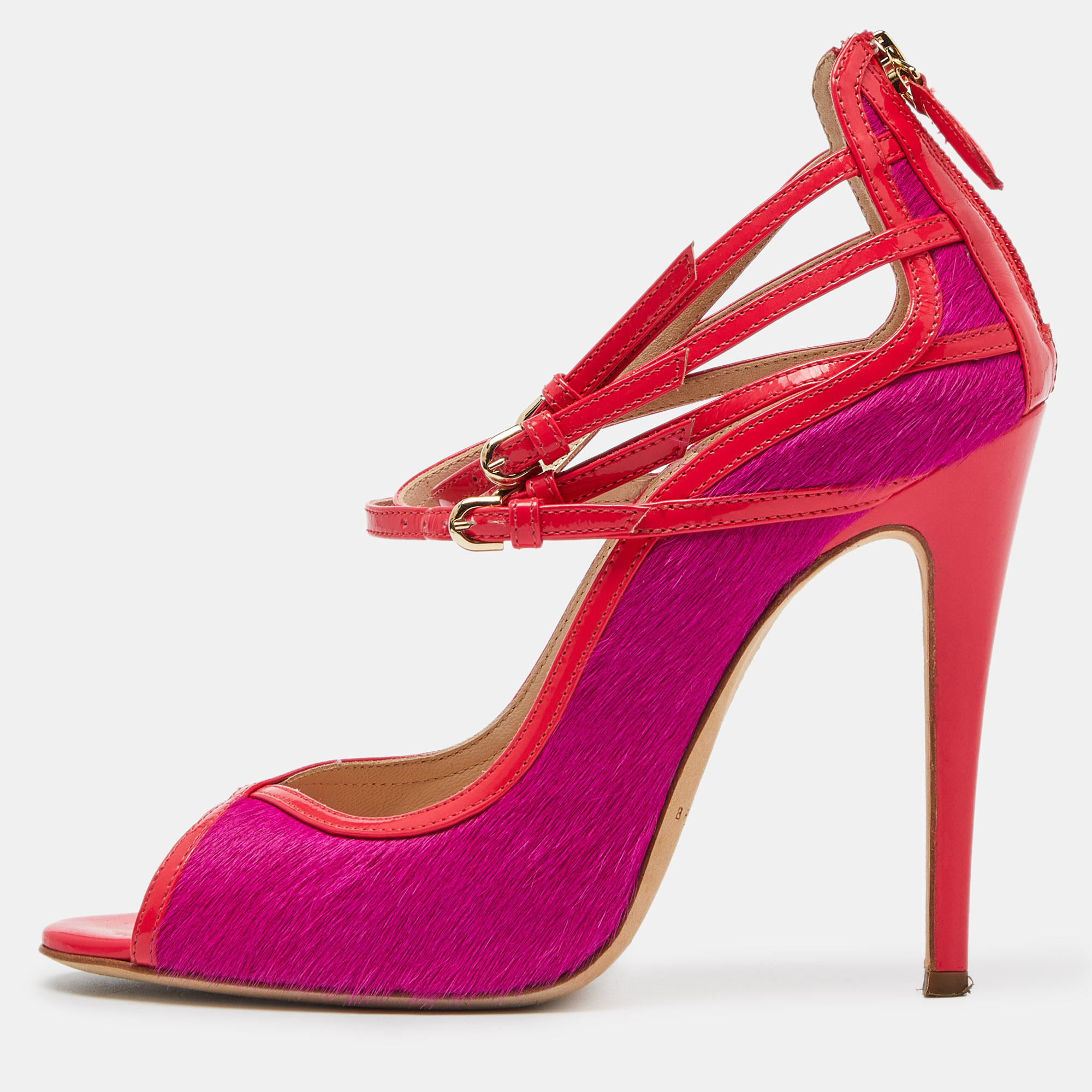 

Brian Atwood Pink Calf Hair and Patent Leather Stellah Pumps Size