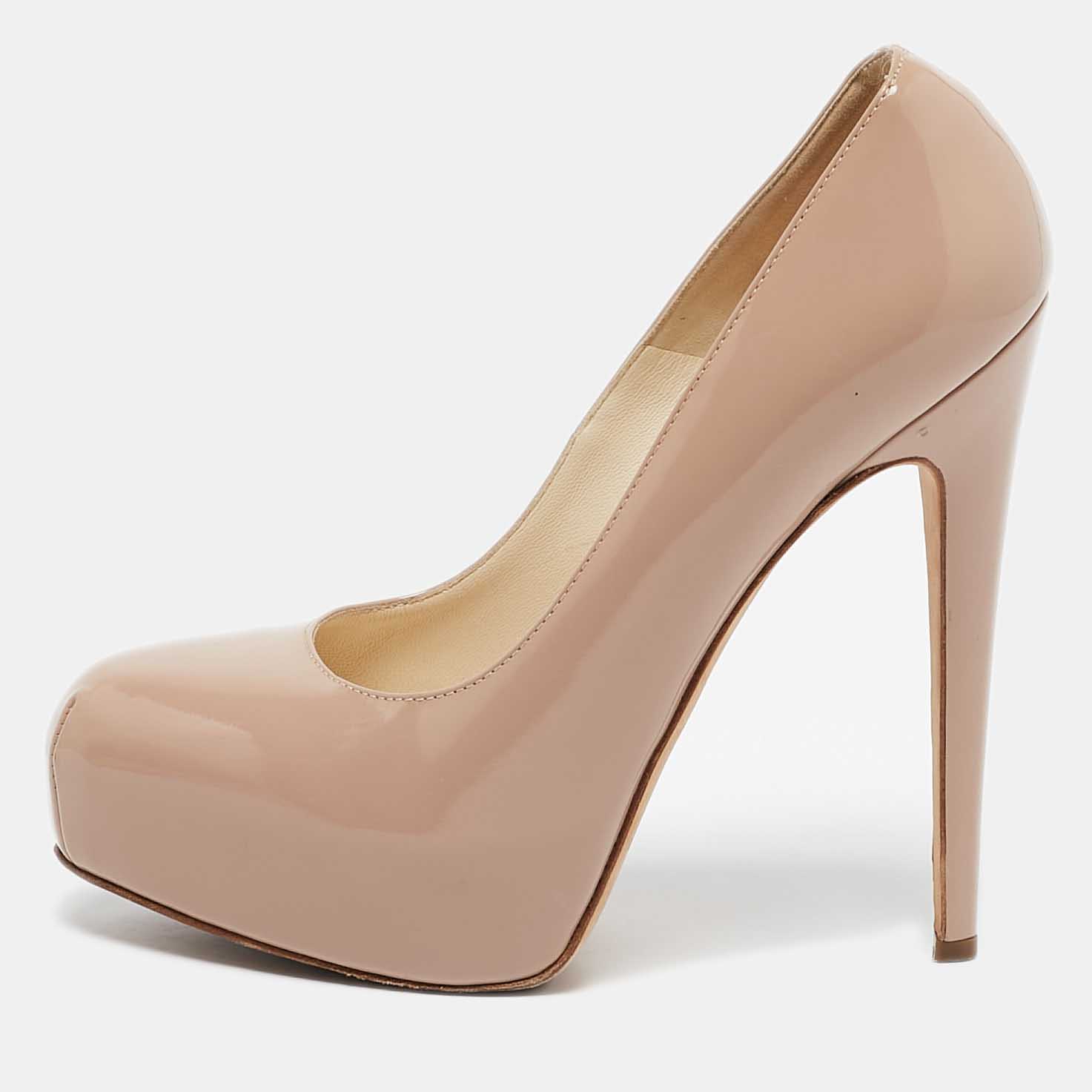 

Brian Atwood Beige Patent Leather Platform Pumps Size