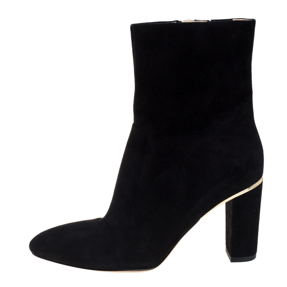 

Brian Atwood Black Suede Zipper Detail Boots Size