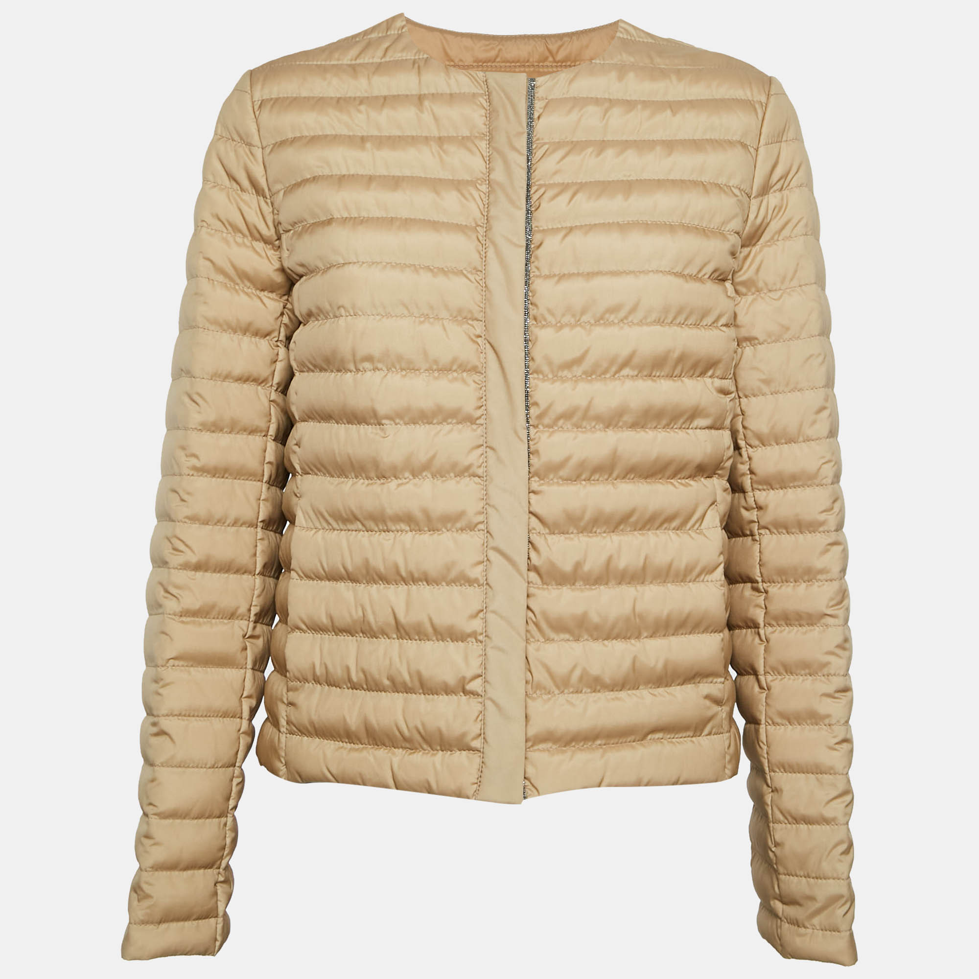 

Brunello Cucinelli Beige Silk Monili Detail Down Jacket M