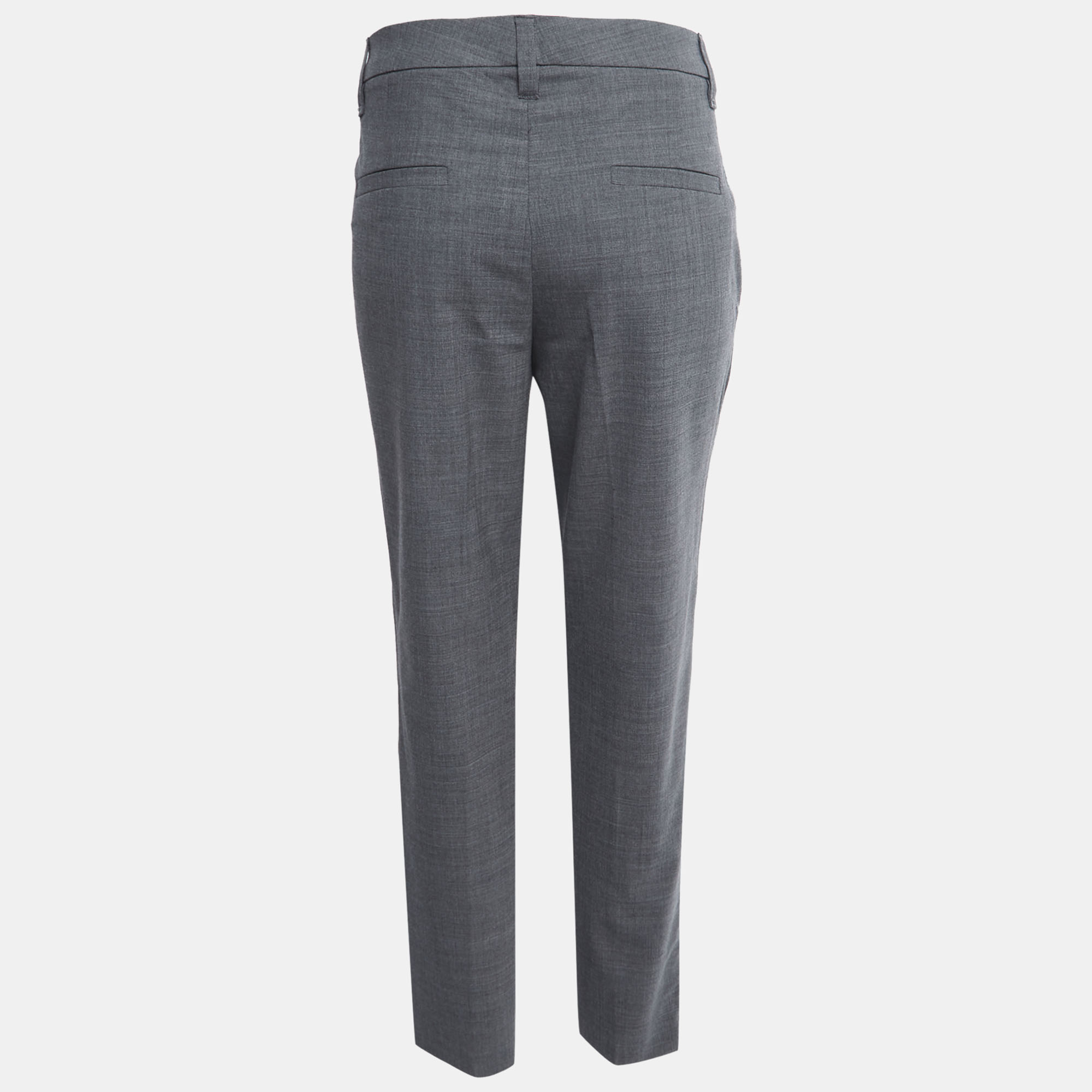 

Brunello Cucinelli Grey Wool Monili Trim Slim Fit Trousers