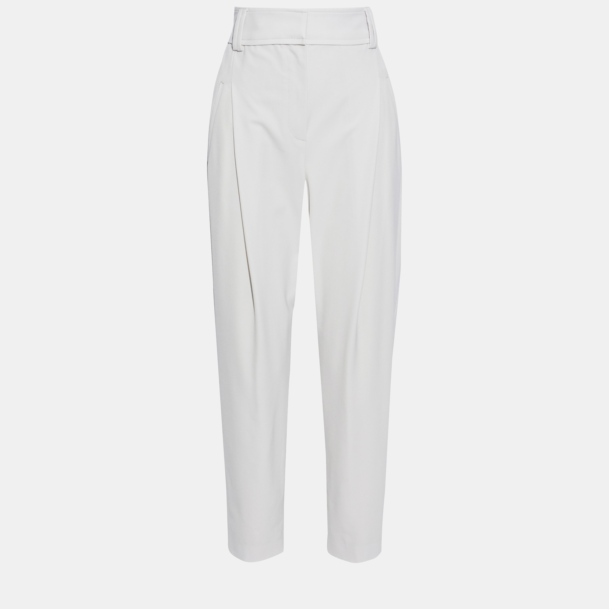 Pre-owned Brunello Cucinelli Ecru White Wool-blend Tapered Pants Xs (it 36)