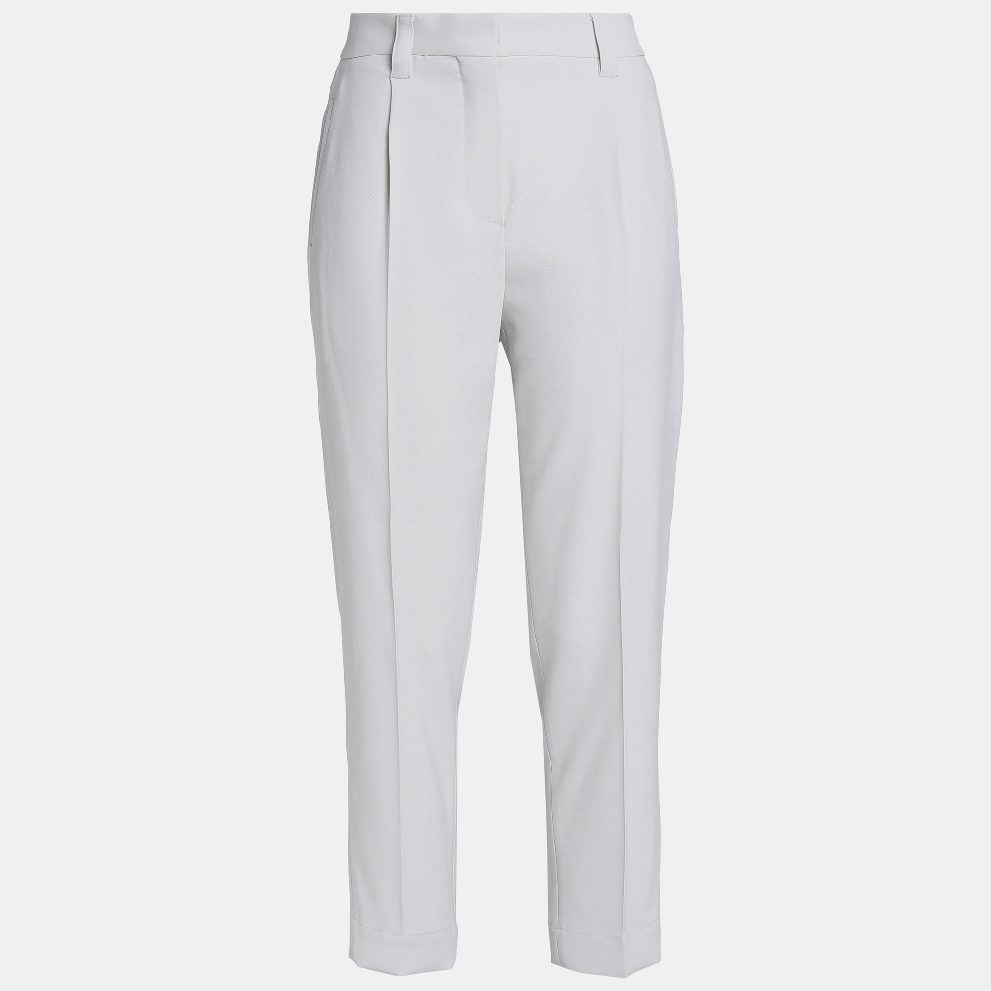 Pre-owned Brunello Cucinelli Virgin Wool Tapered Pants It 42 In White