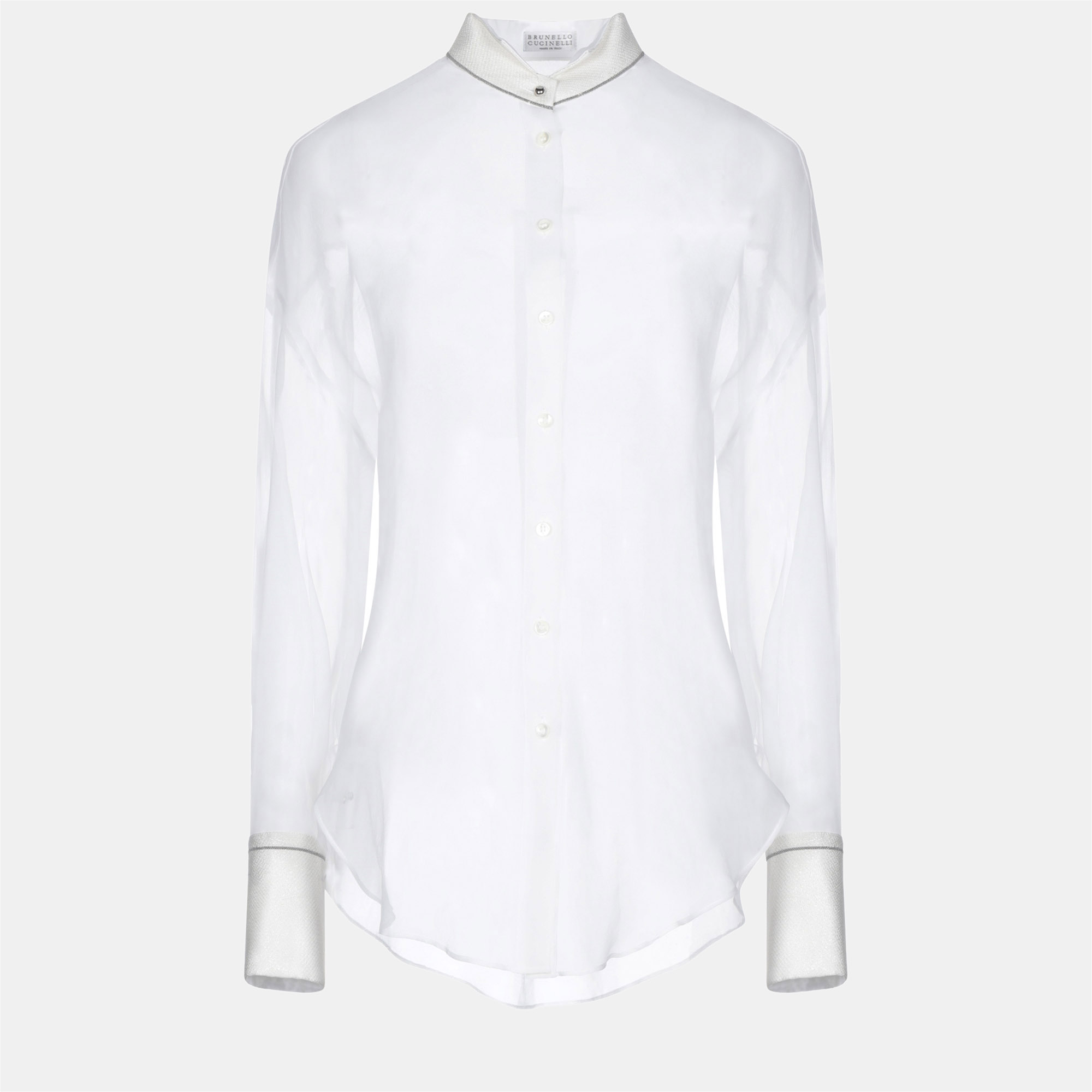 Pre-owned Brunello Cucinelli Silk Shirt M In White