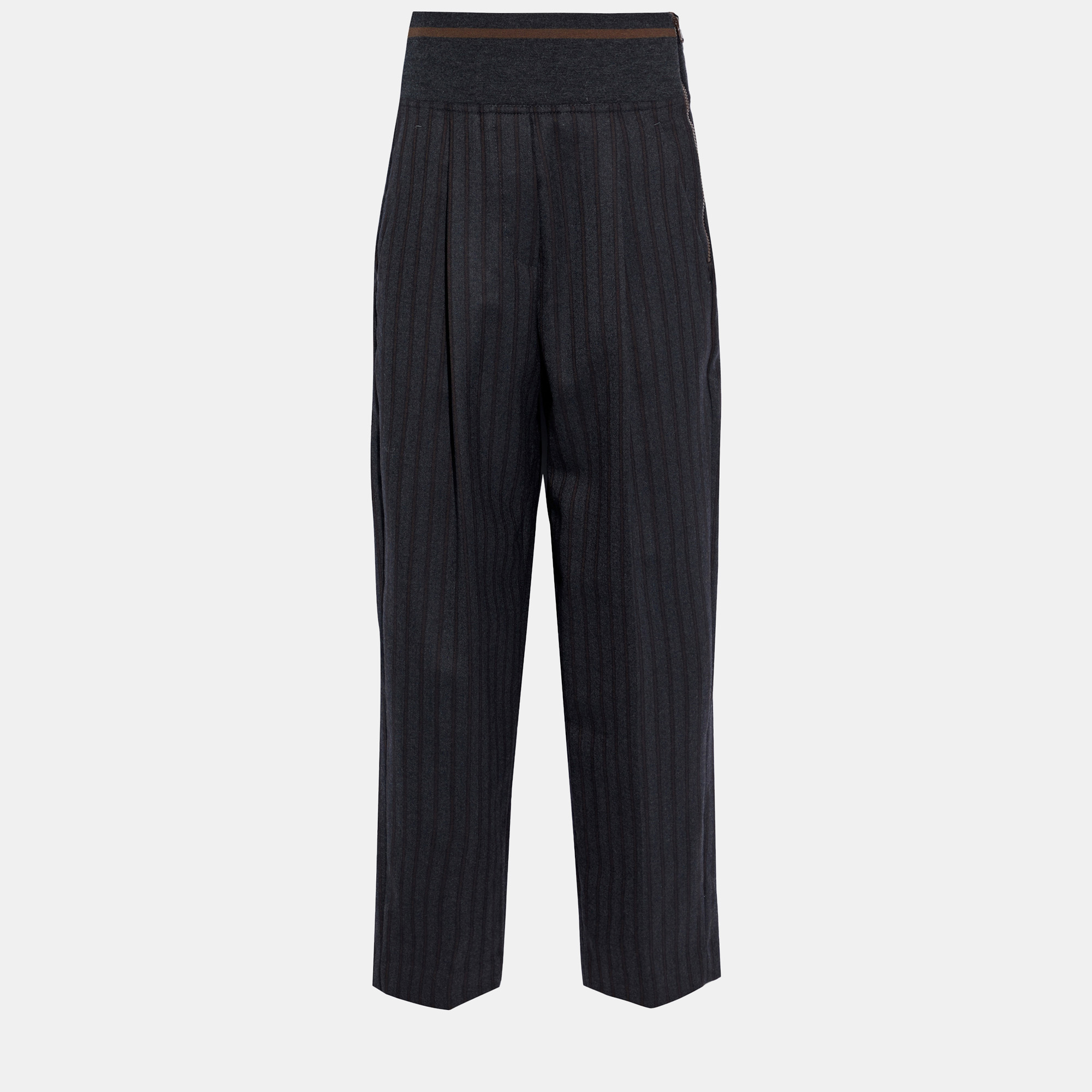 

Brunello Cucinelli Charcoal Grey Striped Wool Pants S (IT 38)
