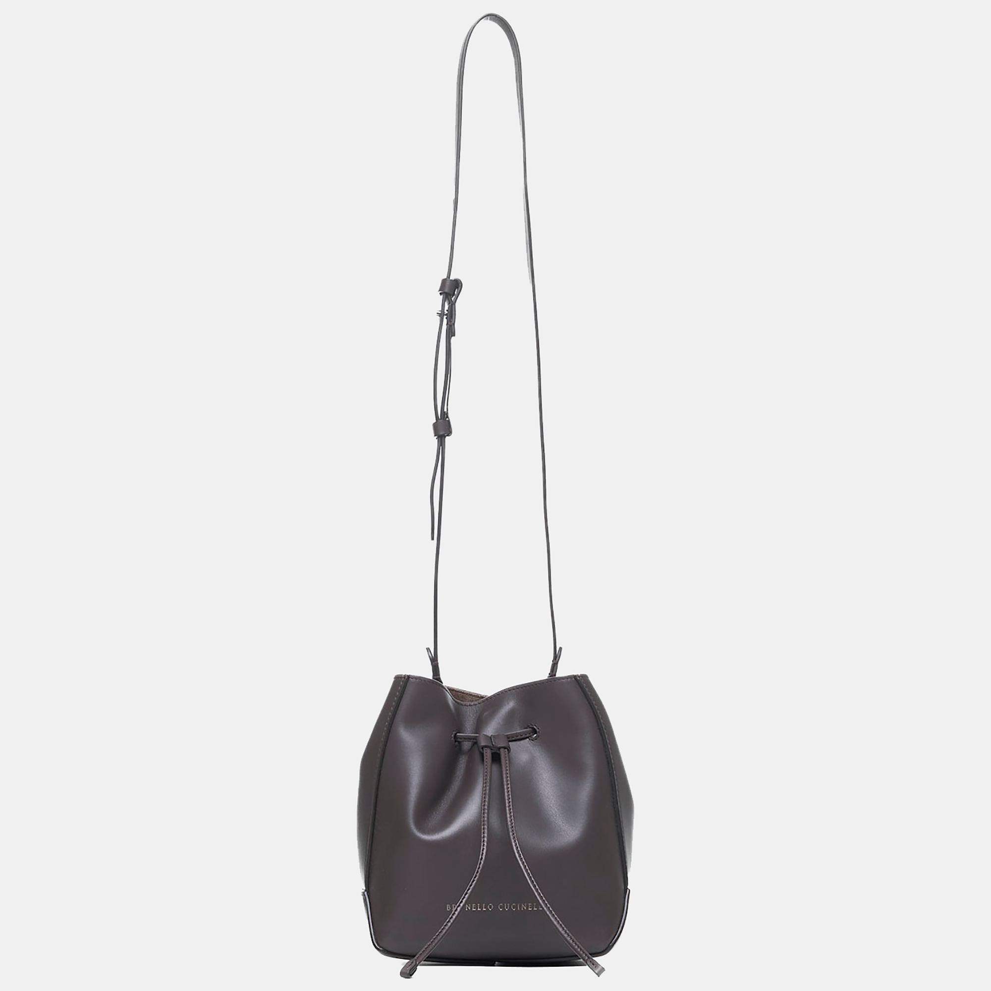 

Brunello Cucinelli calfskin Leather monili BC Duo small bucket bag, Black