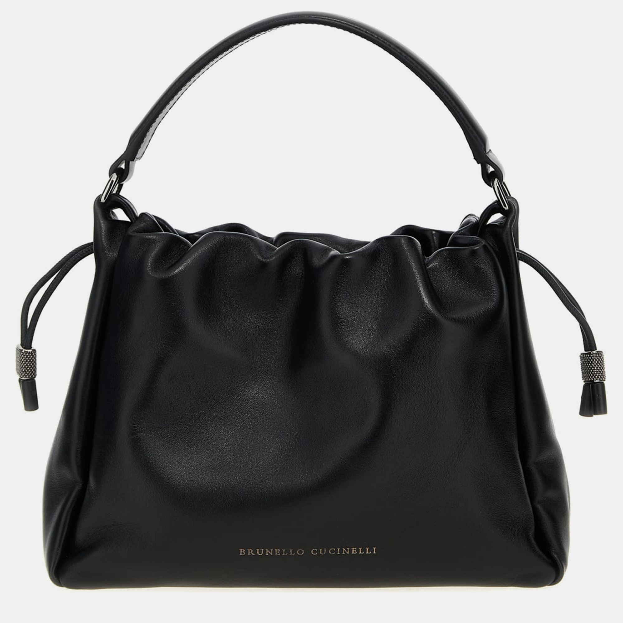 

Brunello Cucinelli Black leather Mellow small bucket bag