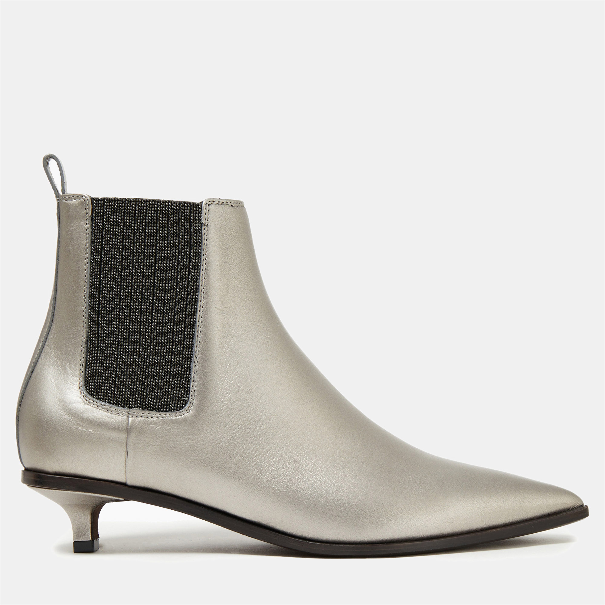 

Brunello Cucinelli Leather Ankle Boots Size, Silver