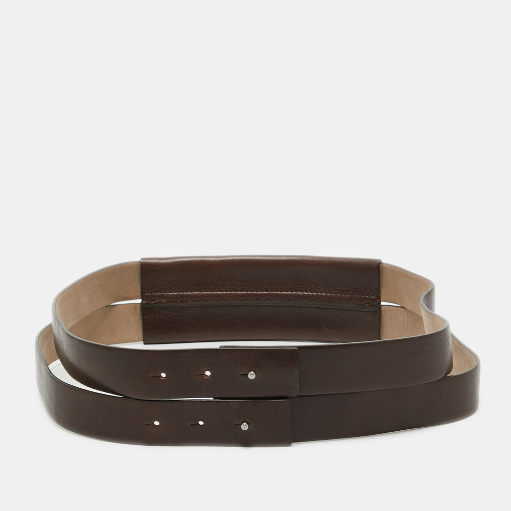 

Brunello Cucinelli Dark Brown Leather Double Wrap Waist Belt