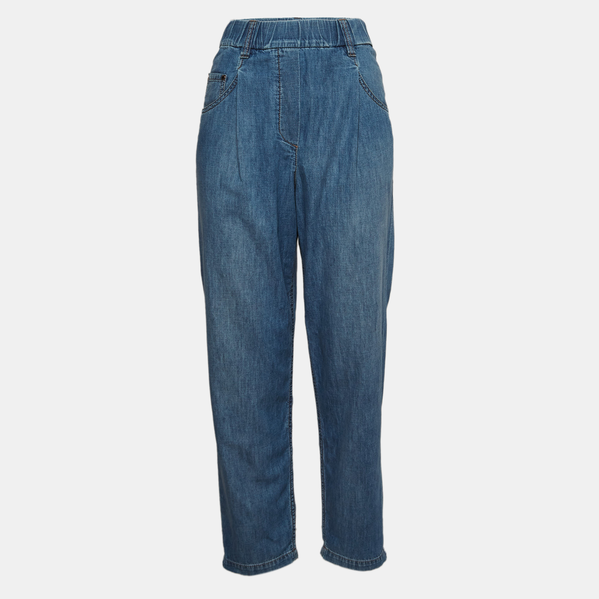 Pre-owned Brunello Cucinelli Blue Denim Elasticated Jeans S Waist 30"