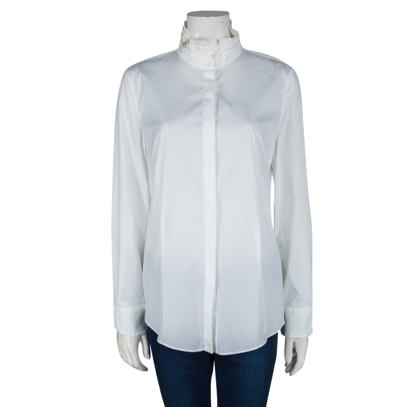 

Brunello Cucinelli White Ruffled Collar Detail Long Sleeve Shirt