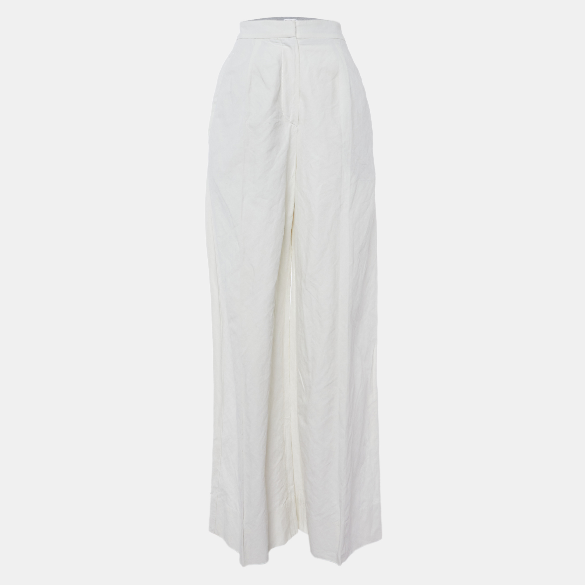 

Brunello Cucinelli White Cotton Wide Leg Pants M