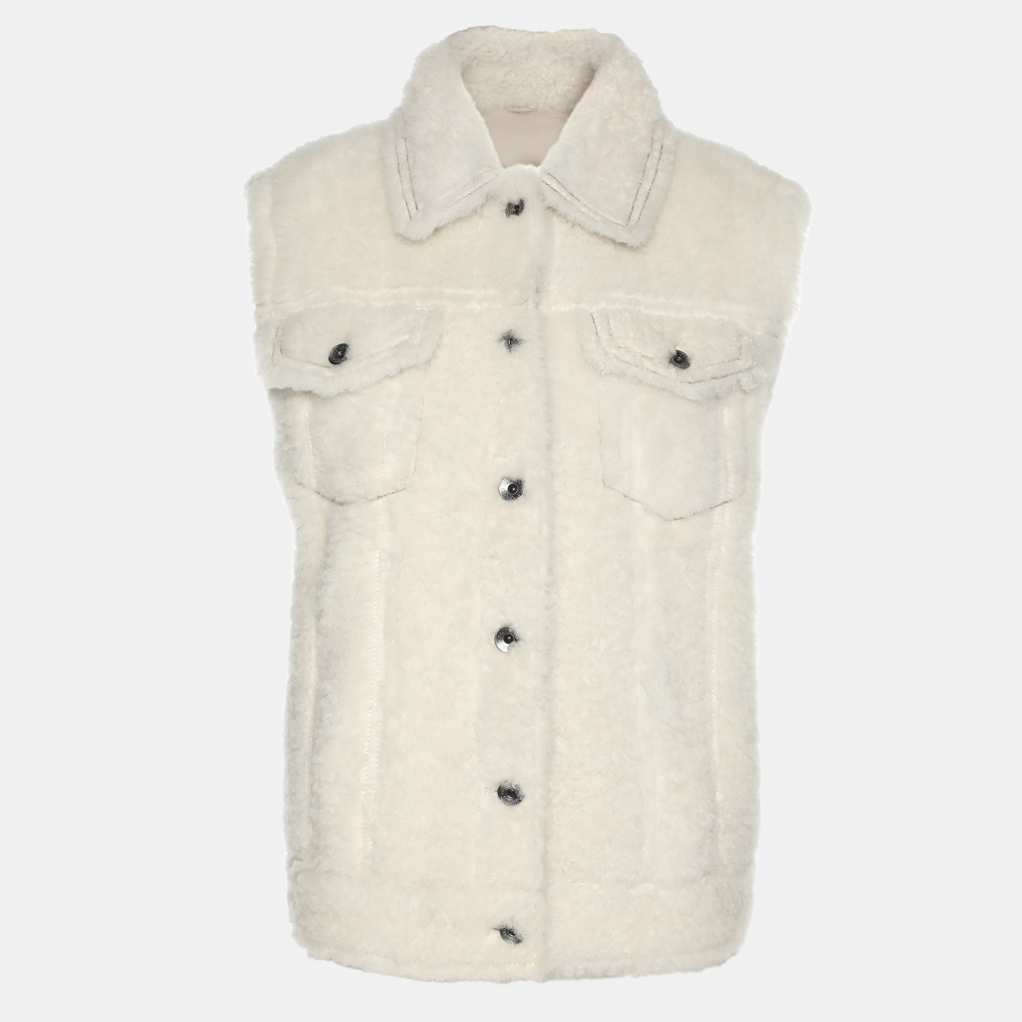 

Brunello Cucinelli White Fur Half Sleeve Jacket M