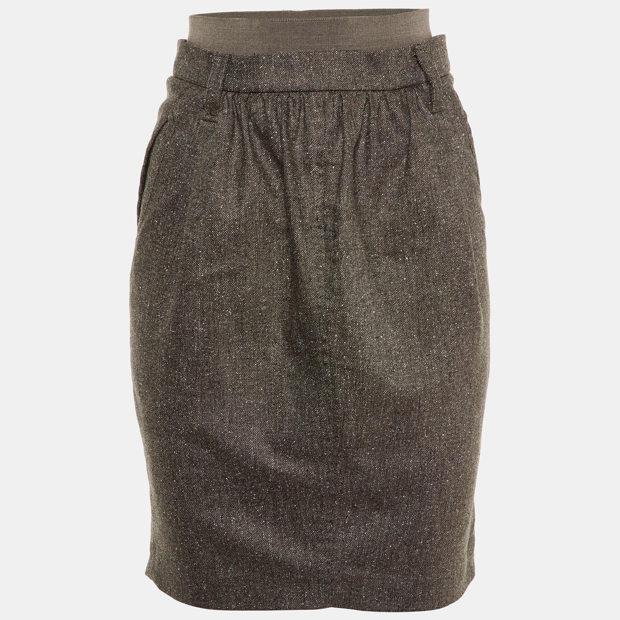 

Brunello Cucinelli Brown Wool Elasticated Waist Pencil Skirt M