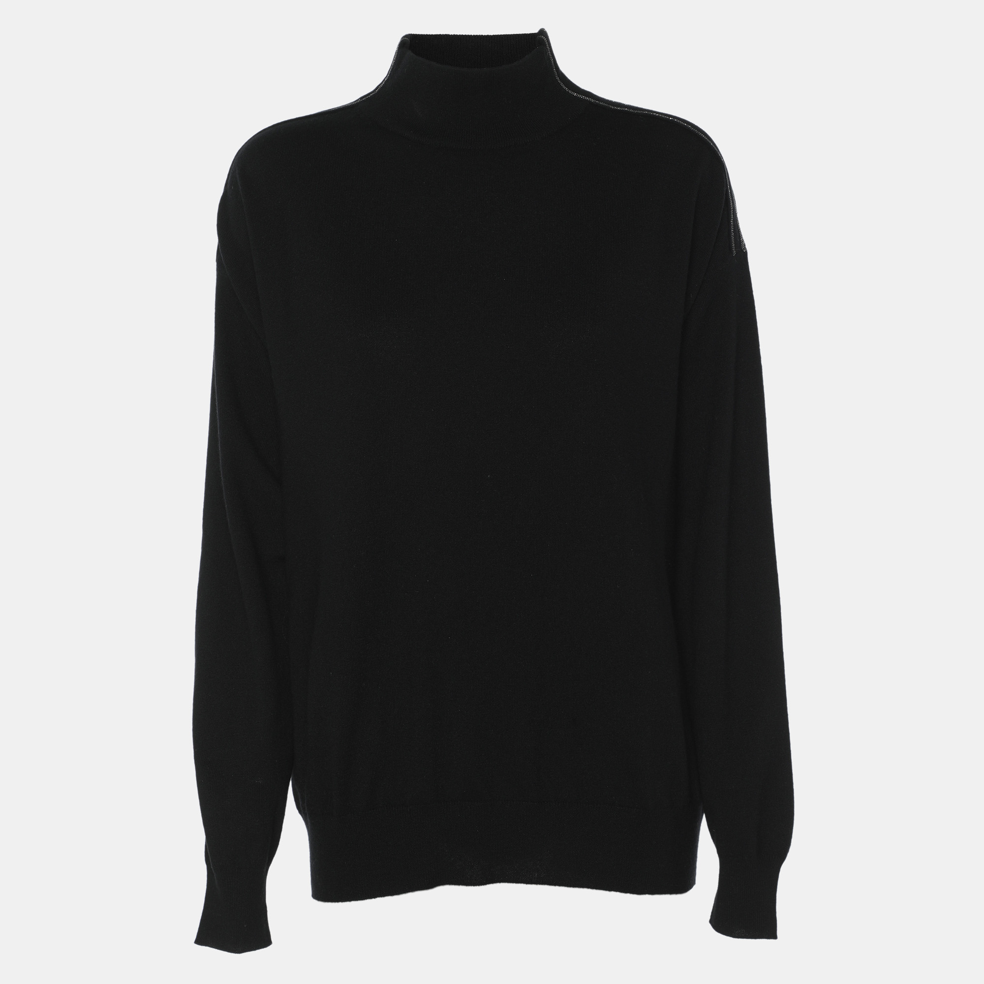 

Brunello Cucinelli Black Knit Cashmere High Neck Sweater M