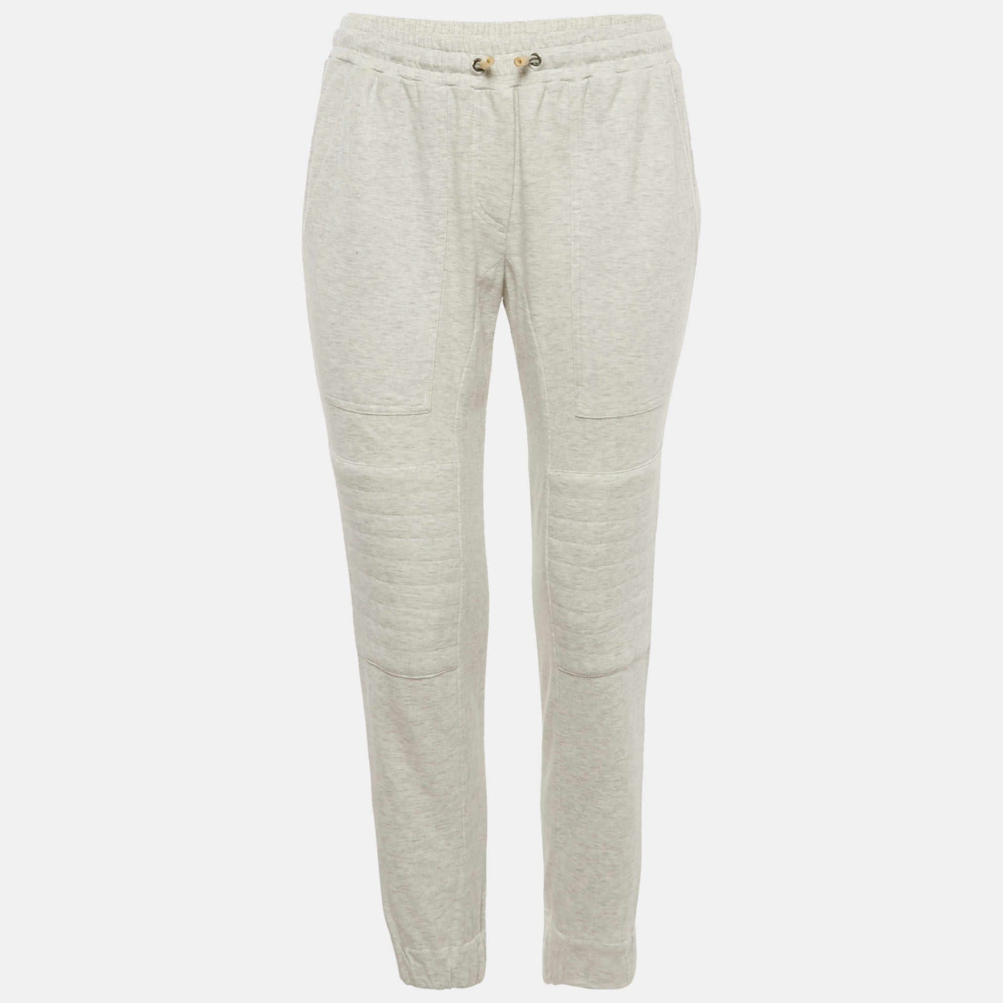 

Brunello Cucinelli Grey Melange Cotton Jersey Drawstring Sweatpants XS