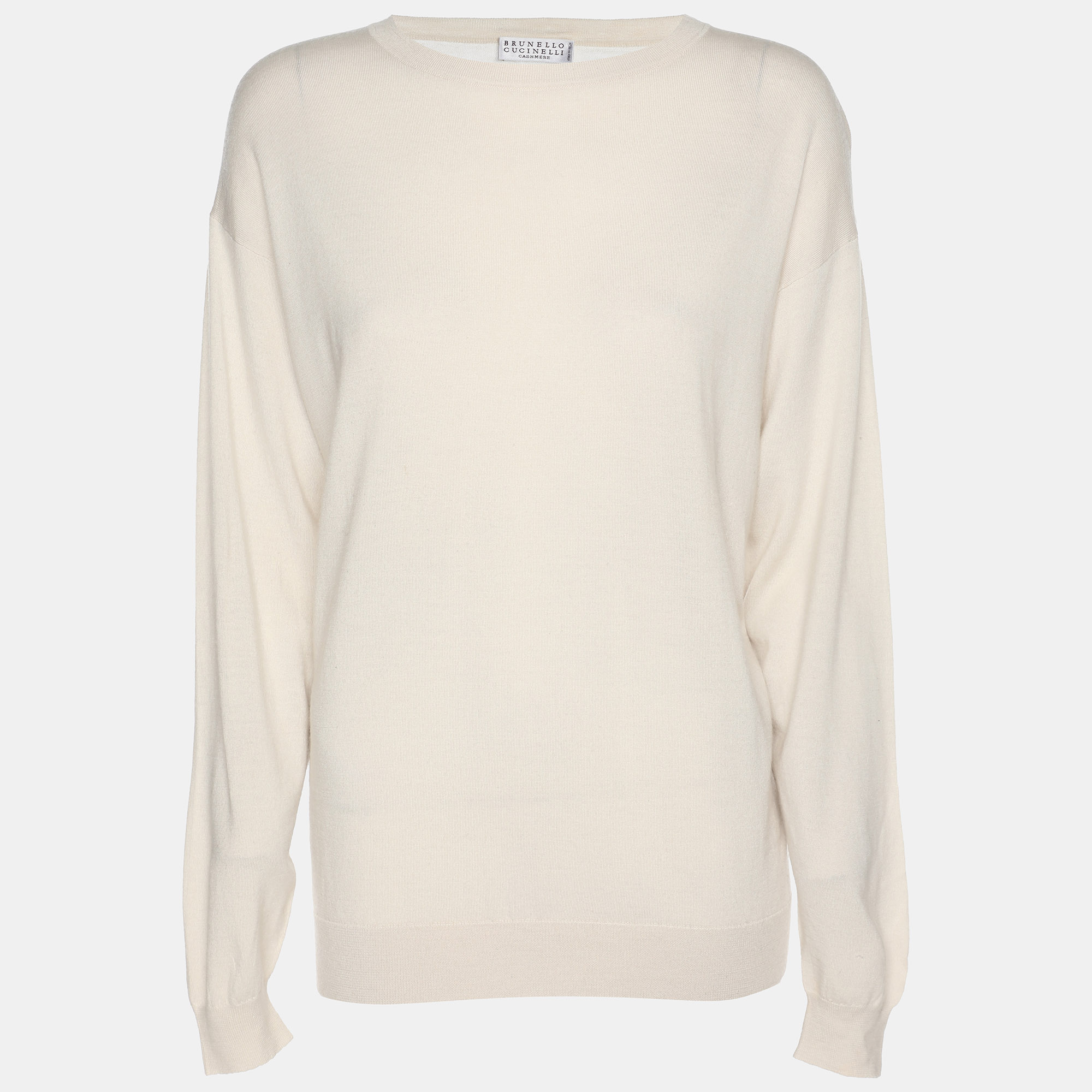 Pre-owned Brunello Cucinelli Light Beige Cashmere Blend Sweater M In Sand